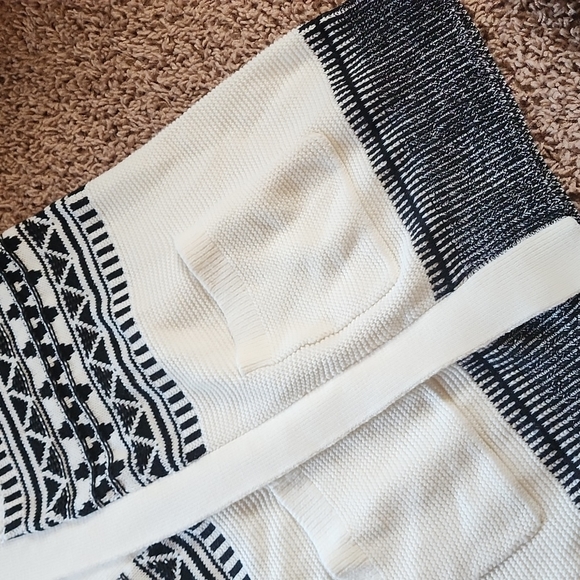 Express cardigan tunic oversized sweater drop shoulder black white XS - Picture 6 of 9